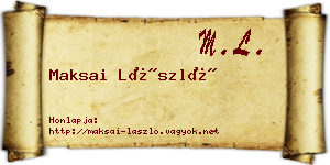 Maksai László névjegykártya